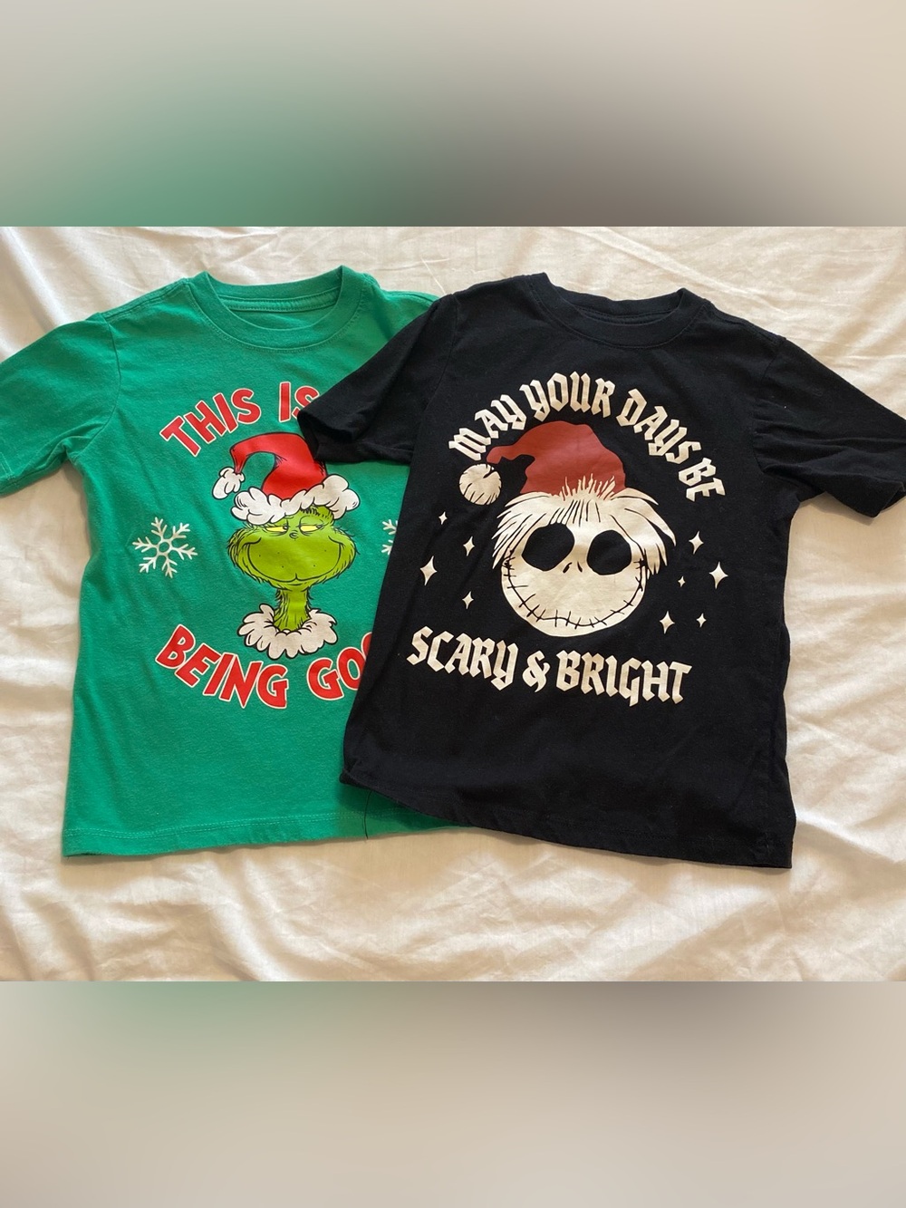 2 Disney Kids Holiday Graphic Tees in Black and Green
